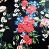 Tesatura crepe de Chine din matase naturală - design floral, Negru / Rosu / Verde / Roz / Albastru