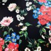 Tesatura crepe de Chine din matase naturală - design floral, Negru / Rosu / Verde / Roz / Albastru - imagine 3