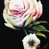Tesatura crepe de Chine din matase naturală - design floral, Negru / Rosu / Verde / Roz / Albastru - imagine 5