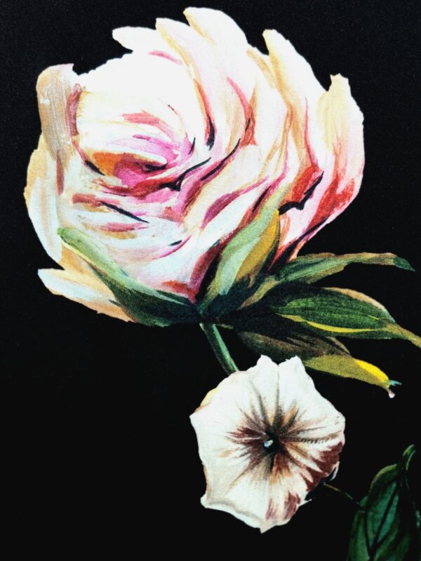 Tesatura crepe de Chine din matase naturală - design floral, Negru / Rosu / Verde / Roz / Albastru - imagine 5