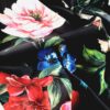 Tesatura crepe de Chine din matase naturală - design floral, Negru / Rosu / Verde / Roz / Albastru - imagine 10