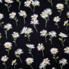 Tesatura crepe de Chine din matase naturală cu imprimeu de margarete mici pe fond Negru - imagine 2