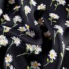 Tesatura crepe de Chine din matase naturală cu imprimeu de margarete mici pe fond Negru - imagine 6