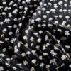 Tesatura crepe de Chine din matase naturală cu imprimeu de margarete mici pe fond Negru - imagine 7