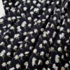 Tesatura crepe de Chine din matase naturală cu imprimeu de margarete mici pe fond Negru - imagine 8