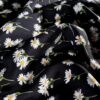Tesatura crepe de Chine din matase naturală cu imprimeu de margarete mici pe fond Negru - imagine 9