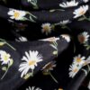 Tesatura crepe de Chine din matase naturală cu imprimeu de margarete mici pe fond Negru - imagine 5