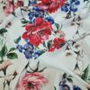 Tesatura crepe de Chine din matase naturală - design floral, Multicolor pe fond Ivoire - imagine 3