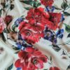 Tesatura crepe de Chine din matase naturală - design floral, Multicolor pe fond Ivoire - imagine 8