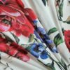 Tesatura crepe de Chine din matase naturală - design floral, Multicolor pe fond Ivoire - imagine 5