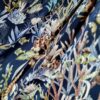 Tesatura crepe de Chine din matase naturală cu imprimeu floral și fauna marină,  elemente multicolore pe fond bleumarin - imagine 5