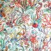 Tesatura crepe de Chine din matase naturală cu imprimeu de flora și fauna marină,  elemente multicolore pe fond Ivoire - imagine 6