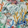 Tesatura crepe de Chine din matase naturală cu imprimeu de flora și fauna marină,  elemente multicolore pe fond Ivoire - imagine 8