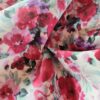 Tesatura dublu crepe din fibre naturale - design floral, Cyclamen / Verde / Ivoire - imagine 7