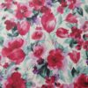 Tesatura dublu crepe din fibre naturale - design floral, Cyclamen / Verde / Ivoire - imagine 3