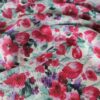 Tesatura dublu crepe din fibre naturale - design floral, Cyclamen / Verde / Ivoire - imagine 9