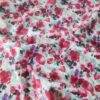Tesatura dublu crepe din fibre naturale - design floral, Cyclamen / Verde / Ivoire - imagine 4