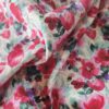 Tesatura dublu crepe din fibre naturale - design floral, Cyclamen / Verde / Ivoire - imagine 5