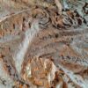 Tesatura Jacquard cu inserții de fir lurex -  design floral, Cupru / Auriu