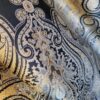 Tesatura Jacquard din fibre naturale - tip panou, design uni royal, Negru / Auriu - imagine 5