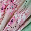 Tesatura Jacquard din matase naturală - imprimeu de grupuri florale,  nuanțe în degrade de roz și verde fistic - imagine 8