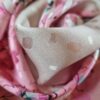 Tesatura Jacquard din matase naturală - imprimeu de grupuri florale,  nuanțe în degrade de roz și verde fistic - imagine 11