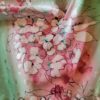 Tesatura Jacquard din matase naturală - imprimeu de grupuri florale,  nuanțe în degrade de roz și verde fistic - imagine 12