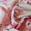 Tesatura Jacquard din matase naturală - imprimeu de grupuri florale,  nuanțe în degrade de roz și verde fistic - imagine 13