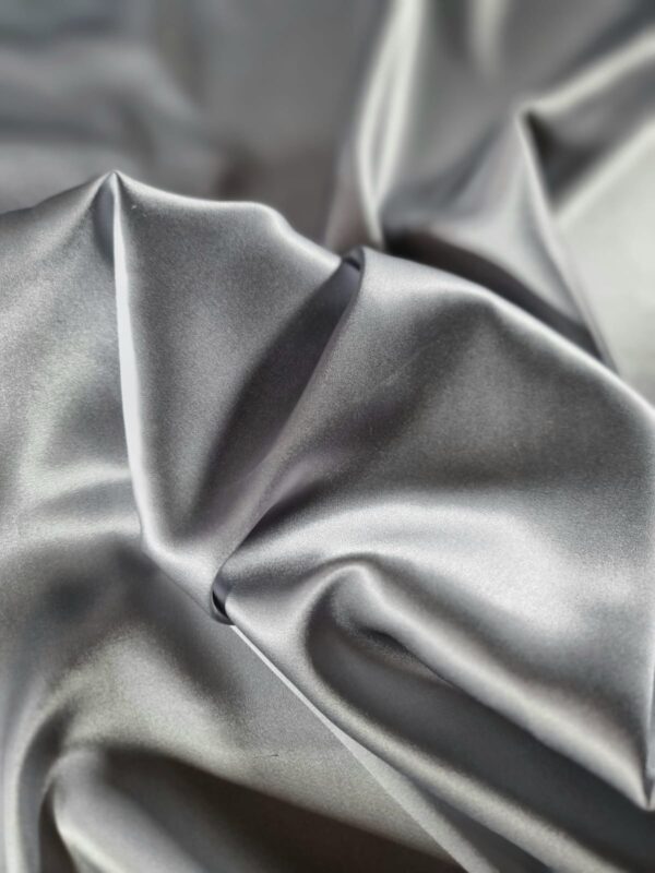 Tesatura din matase naturala satinata - design uni, Gri - imagine 5