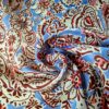 Tesatura tip Mikado din matase naturala cu elemente etno stilizate, Bleu / Maro / Ivoire