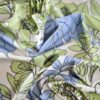 Tesatura din bumbac - popline  cu imprimeu floral, Verde / Bleu / Ivoire - imagine 8