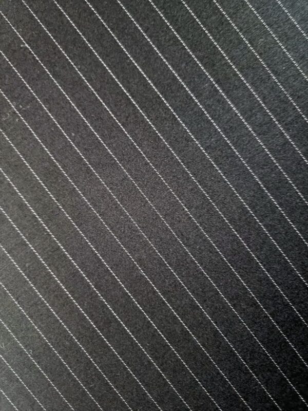 Stofa premium din lână neagra cu dungi fine albe - imagine 7
