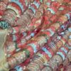 Tesatura brodata cu paiete multicolore pe suport de tulle elastic fond crem deschis - imagine 5