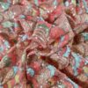 Tesatura brodata cu paiete multicolore pe suport de tulle elastic fond crem deschis - imagine 10