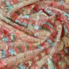 Tesatura brodata cu paiete multicolore pe suport de tulle elastic fond crem deschis - imagine 3