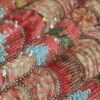 Tesatura brodata cu paiete multicolore pe suport de tulle elastic fond crem deschis - imagine 11