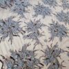 Tesatura cu broderie și perle aplicate - design floral pe suport de tulle usor elastic si margini finite,  Bleu / Violet - imagine 2