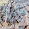 Tesatura cu broderie și perle aplicate - design floral pe suport de tulle usor elastic si margini finite,  Bleu / Violet - imagine 4