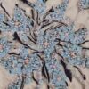 Tesatura cu broderie și perle aplicate - design floral pe suport de tulle usor elastic si margini finite,  Bleu / Violet - imagine 8
