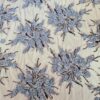 Tesatura cu broderie și perle aplicate - design floral pe suport de tulle usor elastic si margini finite,  Bleu / Violet - imagine 6