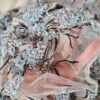 Tesatura cu broderie și perle aplicate - design floral pe suport de tulle usor elastic si margini finite,  Bleu / Violet - imagine 10