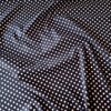 Tesatura din bumbac usor elastica - Imprimeu cu buline albe (6mm) pe fond negru - imagine 4