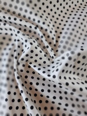 Tesatura din bumbac usor elastica - Imprimeu cu buline negre (6mm) pe fond alb