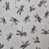 Tesatura din matase naturala Crepe de Chine cu imprimeu de libelule pe fond Ivoire - imagine 4
