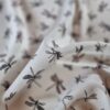Tesatura din matase naturala Crepe de Chine cu imprimeu de libelule pe fond Ivoire - imagine 5
