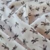 Tesatura din matase naturala Crepe de Chine cu imprimeu de libelule pe fond Ivoire - imagine 8