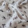 Tesatura din matase naturala Crepe de Chine cu imprimeu de libelule pe fond Ivoire - imagine 9