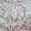 Tesatura dantela premium cu broderie, pe suport de tulle - design floral, Roz / Verde / Ivoire