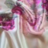 Tesatura duchesse din bumbac imprimat - design floral, Fuxia / Roz / Ivoire / Verde - imagine 3