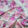 Tesatura duchesse din bumbac imprimat - design floral, Fuxia / Roz / Ivoire / Verde - imagine 10